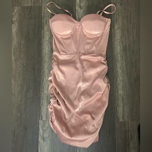 Silk baby pink corset dress